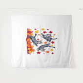 Katten spelen in herfstbladeren wandkleed (Voorkant (horizontaal))