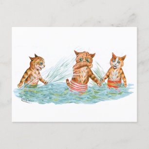 Katten spelen in Water Louis Wain Briefkaart