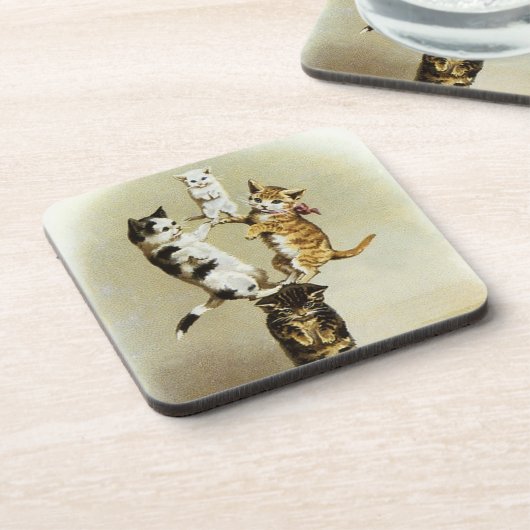  katten spelen Kittens, Humor Bier Onderzetter (Linkerzijde)