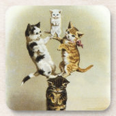  katten spelen Kittens, Humor Bier Onderzetter (Voorkant)