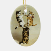 katten spelen Kittens, Humor Keramisch Ornament (Achterkant)