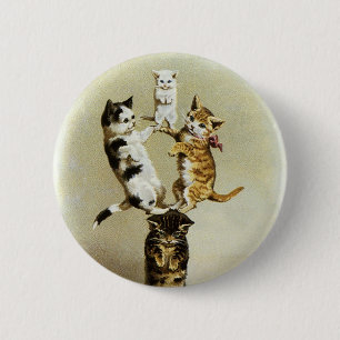  katten spelen Kittens, Humor Ronde Button 5,7 Cm