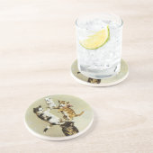  katten spelen Kittens, Humor Zandsteen Onderzetter (Zijkant)