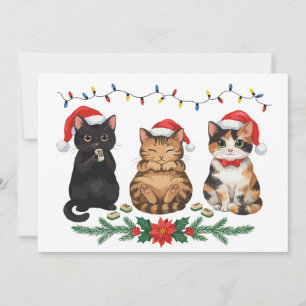 Katten spelen Mahjong Kerst Calico Zwarte Tabby Kaart