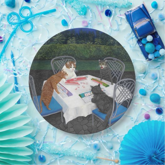 Katten spelen mahjong papier Bord (Feest)