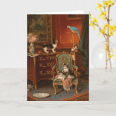 Katten spelen met een papegaai | Jules Le Roy Kaart (Gele Bloem)