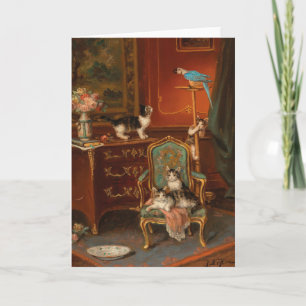 Katten spelen met een papegaai   Jules Le Roy Kaart
