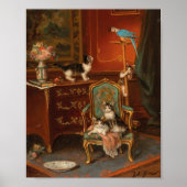 Katten spelen met een papegaai | Jules Le Roy Poster (Voorkant)