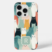 Katten spelen neutraal pastelpatroon Case-Mate iPhone case (Achterkant)