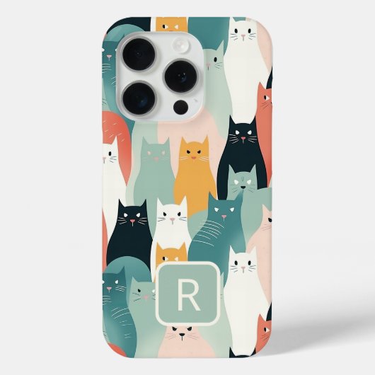 Katten spelen neutraal pastelpatroon Case-Mate iPhone case (Achterkant)
