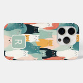 Katten spelen neutraal pastelpatroon Case-Mate iPhone case (Achterkant (horizontaal))