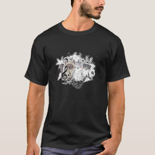 Katten spelen op een muzieknoot zingend t-shirt