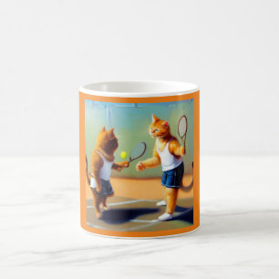 Katten spelen tennis koffiemok