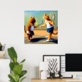 Katten spelen tennis poster (Thuiskantoor)