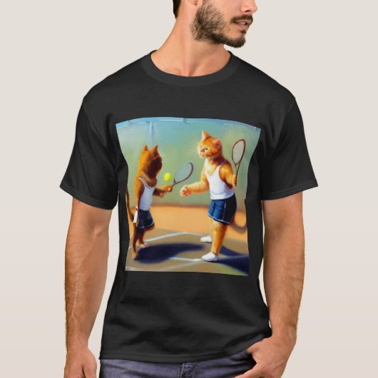 Katten spelen tennis t-shirt (Voorkant)