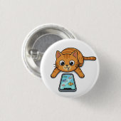 Katten spelen visspel knop ronde button 3,2 cm (Voorkant /achterkant)