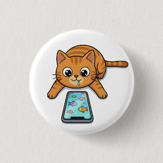 Katten spelen visspel knop ronde button 3,2 cm