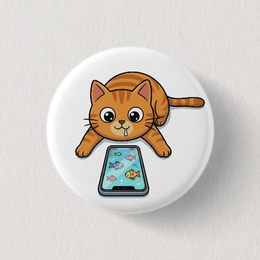 Katten spelen visspel knop ronde button 3,2 cm (Voorkant)