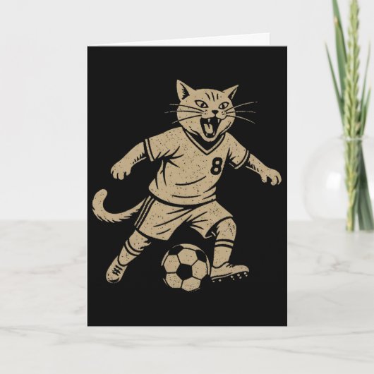 Katten spelen voetbal kaart (Voorkant)