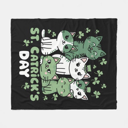 Katten St Patrick's Dag Grappige Catrick's Dag Fleece Deken (Voorkant (Horizontaal))