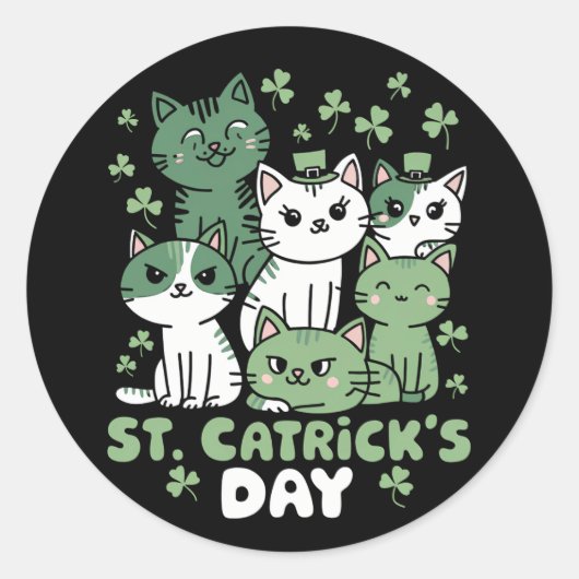 Katten St. Patrick's Dag Grappige Catrick's Dag Ronde Sticker (Voorkant)