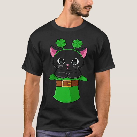 Katten St Patricks Dag Leprechaun Shamrock Kitten T-shirt (Voorkant)