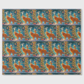 Katten staan op hond om kerstboom te versieren cadeaupapier (Vlak)