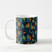Katten Stad Blauw Terracotta Groene AI Art Koffiemok (Links)