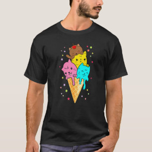 Katten stapel Ijsje Dessert Zomer stemming T-shirt