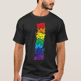 Katten stapel regenboog gay trots schattig lgbt di t-shirt