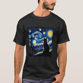 Katten Starry Night Van Gogh Kat Voor Kattenliefhe T-shirt