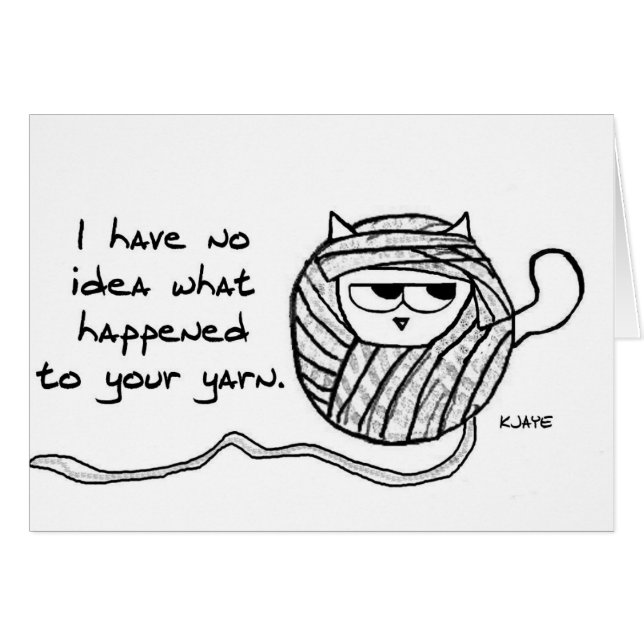 Katten Steal Yarn - Funny Cat Card voor Knitters (Voorkant Horizontaal)
