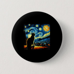 Katten sterrenhemel Nacht Van Gogh Kitty Schilderi Ronde Button 5,7 Cm