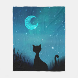 Katten sterrennacht fleece deken