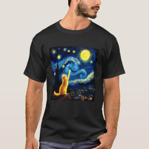 Katten-sterrennacht-schilderkunst T-shirt