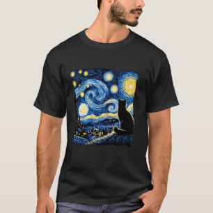 Katten-sterrennacht-Van Gogh-kat voor kattenliefhe T-shirt
