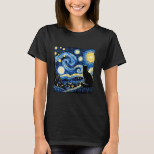 Katten-sterrennacht Van Gogh-kat voor kattenliefhe T-shirt
