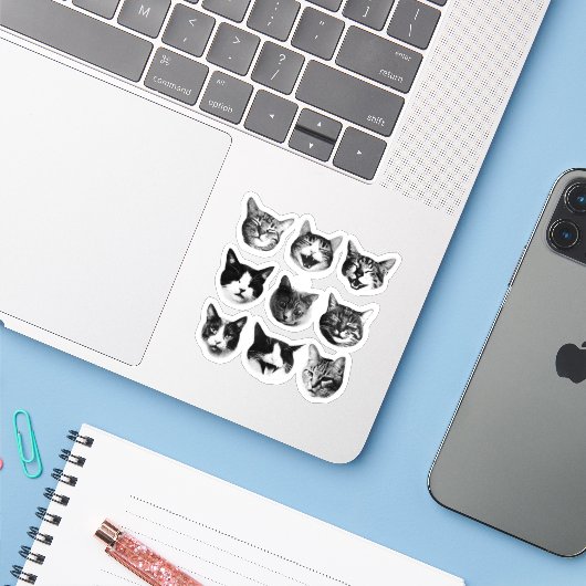 Katten Sticker (Laptop met iPhone)