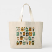 Katten stijlvolle Wild Whiskers Wonderland Canvas  Grote Tote Bag (Achterkant)
