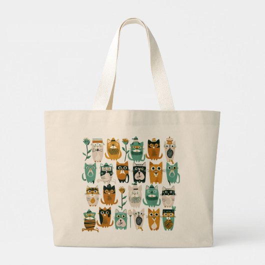 Katten stijlvolle Wild Whiskers Wonderland Canvas  Grote Tote Bag (Achterkant)