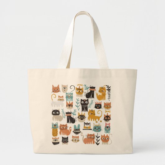 Katten stijlvolle Wild Whiskers Wonderland Canvas  Grote Tote Bag (Voorkant)
