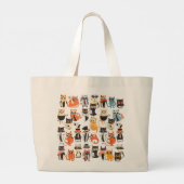 Katten stijlvolle Wild Whiskers Wonderland modieus Grote Tote Bag (Achterkant)