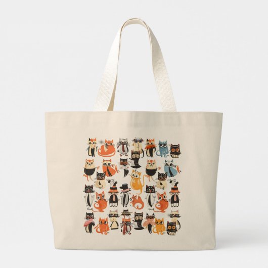 Katten stijlvolle Wild Whiskers Wonderland modieus Grote Tote Bag (Achterkant)