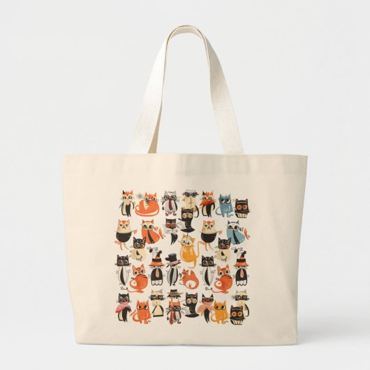 Katten stijlvolle Wild Whiskers Wonderland modieus Grote Tote Bag (Voorkant)