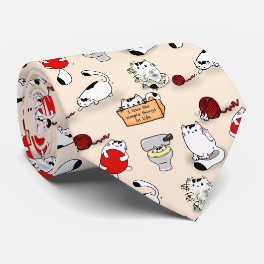 Katten Stropdas (Opgerold)