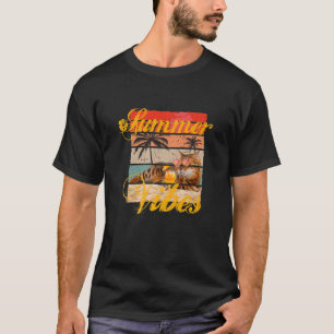 Katten Summer Motif Bengal Cat / Retro Desig T-shirt