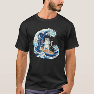 Katten surfen en sushi eten t-shirt