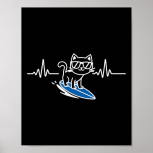 Katten surfen Grappige surfer Surfplank Surfen Poster