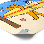 Katten surfen op het strand Zomerstemming Poster (Hoek)
