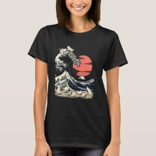 Katten T-shirt Japanse Kat Kanagawa Golf Hokusai K